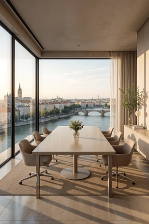 Klimatizovaný sál s denním světlem, vhodný pro větší firemní akce.